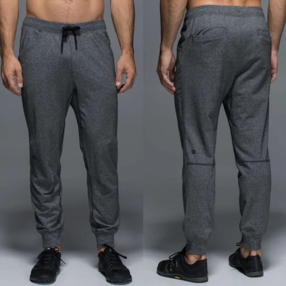 Lululemon Sweatpants Mens Large L Revival Heather Gray Fleece Joggers Lounge - Picture 1 of 8